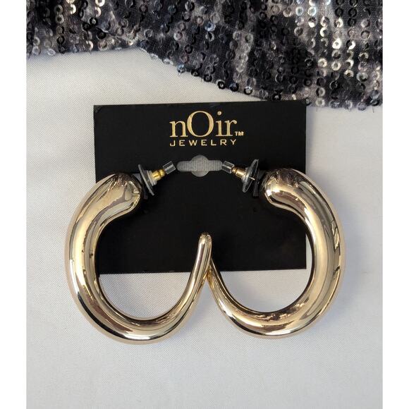 Chunky Gold Tone Teardrop Drop Earrings - Picture 1 of 5